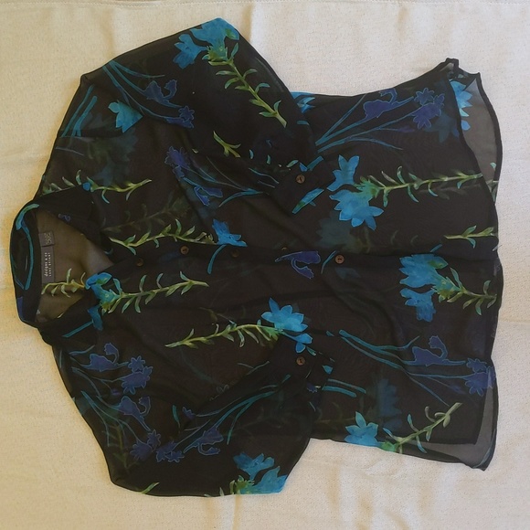 Flowy Sheer Floral Button Down - Picture 1 of 3